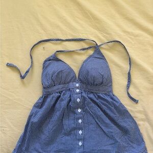 Hollister Blue Gingham Halter Dress